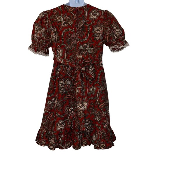 Vintage The Beaux Age Dress Girls 14 Fall Paisley Union Made 90s Floral Prairie - Picture 7 of 11